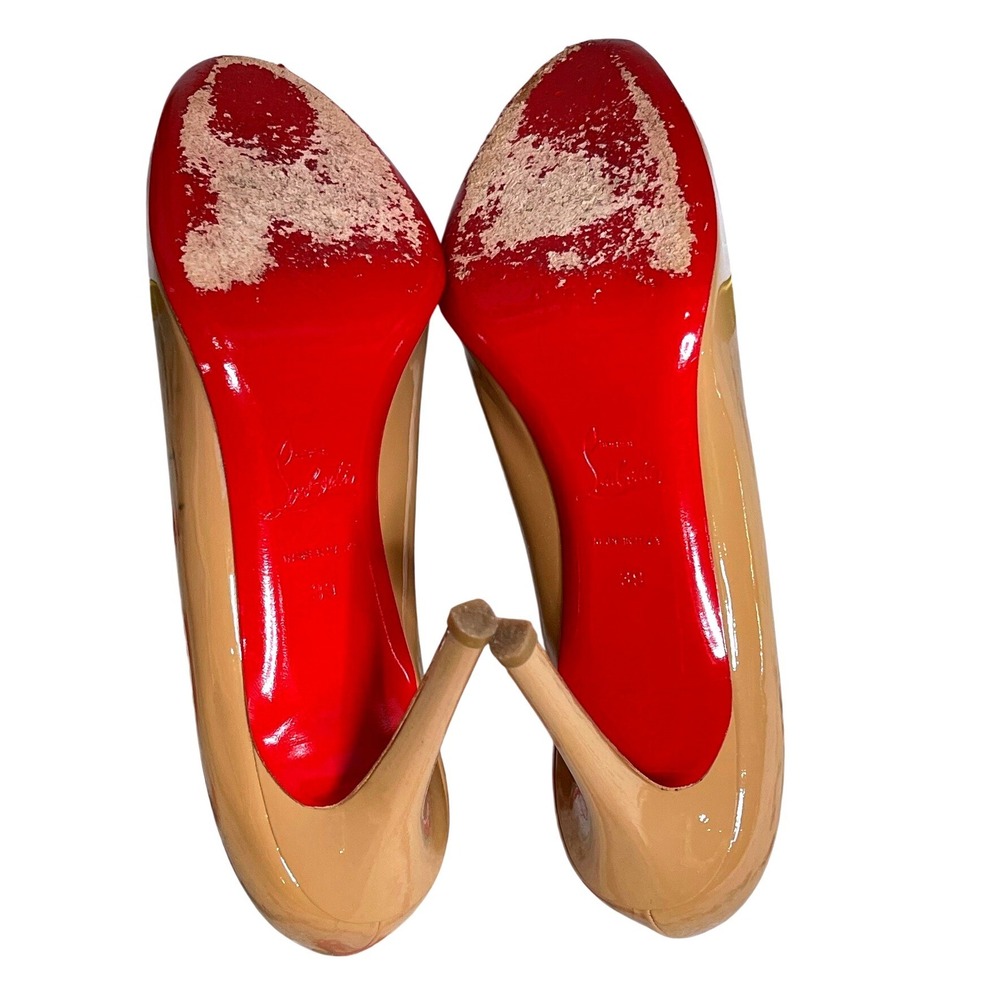 Christian Louboutin Nude Patent Leather Pumps Red Bottom Heels Size 39 - Picture 6 of 9